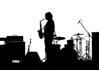 Wall Mural - Concert of jazz music on white background