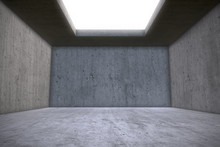 Empty Concrete Room With Skylight Celling Window