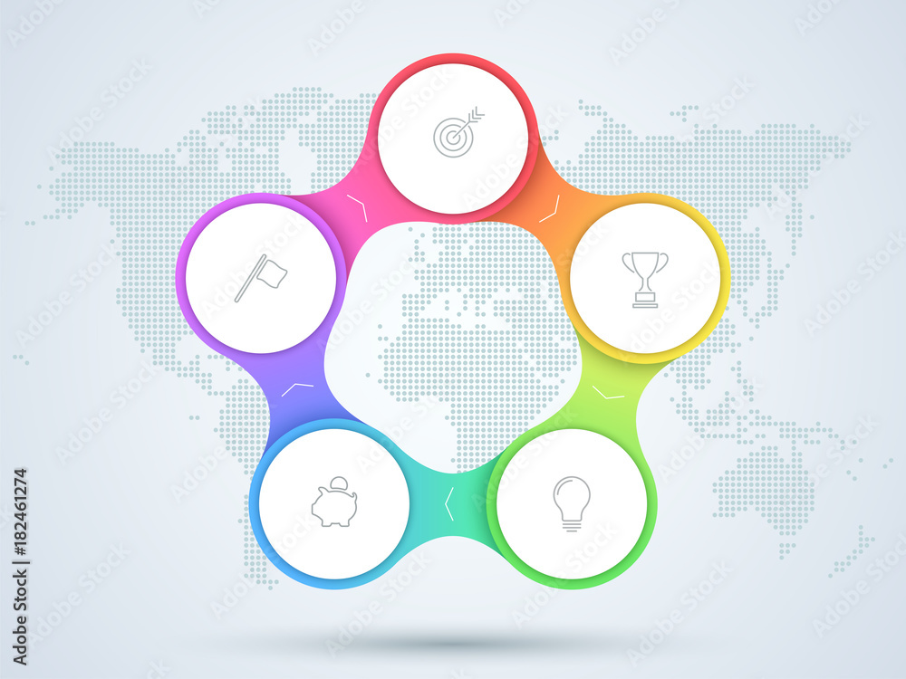 Infographic 5 Point Business Diagram With World Map Stock Vector ...