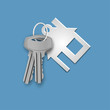 Set of keys with a keychain in the form of a house.