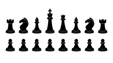 Wall Mural - Silhouette of chess. Vector monochrome illustrations isolate