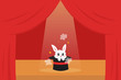 a rabbit in a hat, magician's rabbit on stage. Cartoon vector