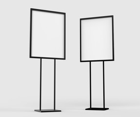 Wall Mural - indoor pedestal steel sign stand poster banner advertisement display, lobby menu board. blank white 
