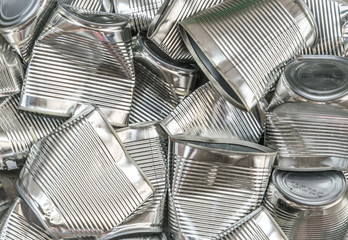 close up of  tin cans , abstract background