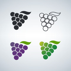 Grapes dofferent color icon set