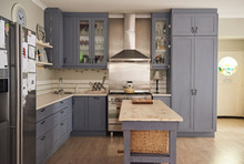 Country Style Kitchen With Modern Appliances In A Contemporary Home