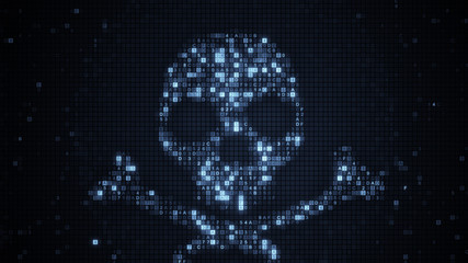Wall Mural - grey skull symbol of digital hex code