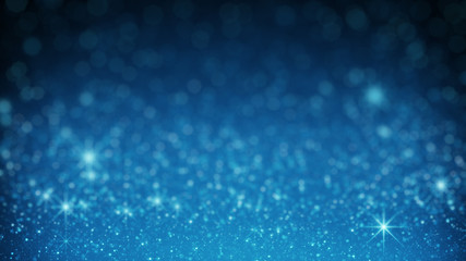 Wall Mural - blue glitter in light rays rendered with dof