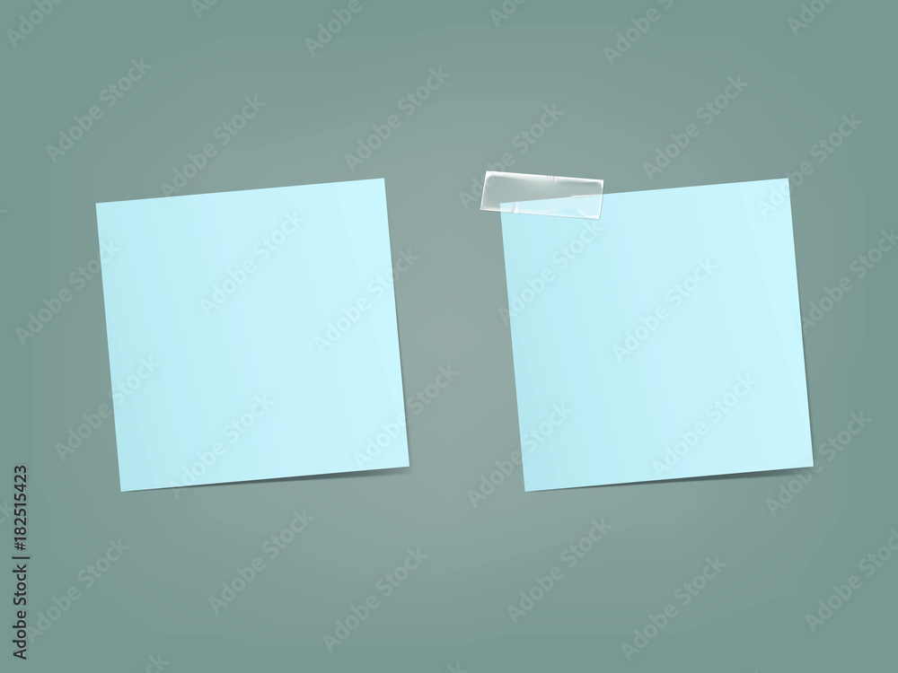 Two sheets of blue stickers for notes, messages in a realistic style ...