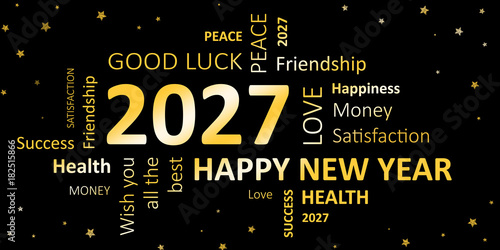 Poster Happy new Year 2027 Glückwunschkarte für Silvester