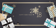 New Year Greeting Card. Luxurious Vector Illustration Concept For Greeting Cards, Web Banner, Flayer Brochure, Party Invitation Card.