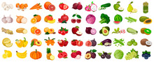 Set Of Berries And Fruits, Vegetables On A White Background. Vector Icon