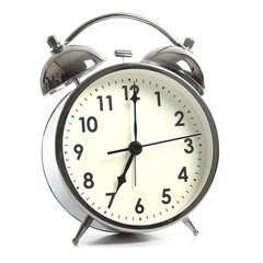 Wall Mural - Retro alarm clock isolated on white background