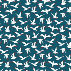 Wall Mural - Flying atlantic seabird seamless pattern