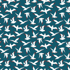 Poster - Flying atlantic seabird seamless pattern