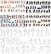  isolated silhouettes of children, collection of sketches