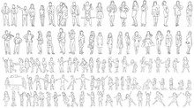 Vector, Isolated Large Set Of People Sketches, Collection Of Outlines