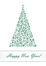 Green Snowflake Christmas Tree Isolated On The White Background, Vertical Vector Illustration