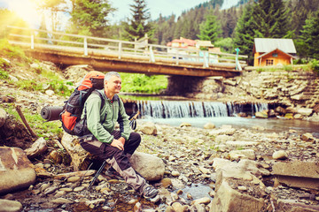 Wall Mural - Traveling in the mountains, in the wild.