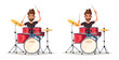Drummer. Rock music. Cartoon vector illustration.