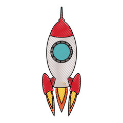 Sticker - flying rocket icon image vector illustration design