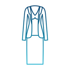 Wall Mural - female clothes with skirt and blouse and jacket in degraded blue silhouette vector illustration