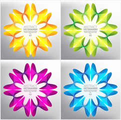 Wall Mural - Abstract vector web banner set of 4. Abstract geometric stars in bright colors. Isolated on the light background. Each item contains space for own text.Vector illustration. Eps 10.