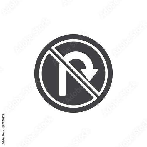 No U Turn Road Sign Icon Vector Filled Flat Sign Solid Pictogram