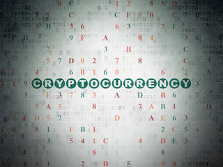 Information concept: Painted green text Cryptocurrency on Digital Data Paper background with Hexadecimal Code