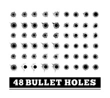 Bullet Holes Vector Illustration On White