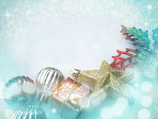 Beautiful christmas decoration with snow for background