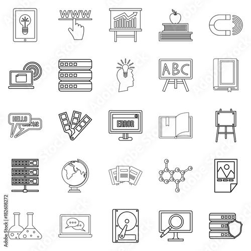 Journal icons set, outline style Poster Mural XXL