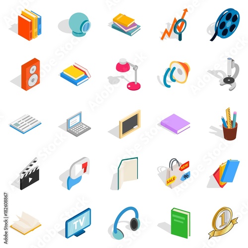 Brochure icons set, isometric style Poster Mural XXL