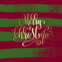 Poster - merry christmas - gold hand lettering on green and purple