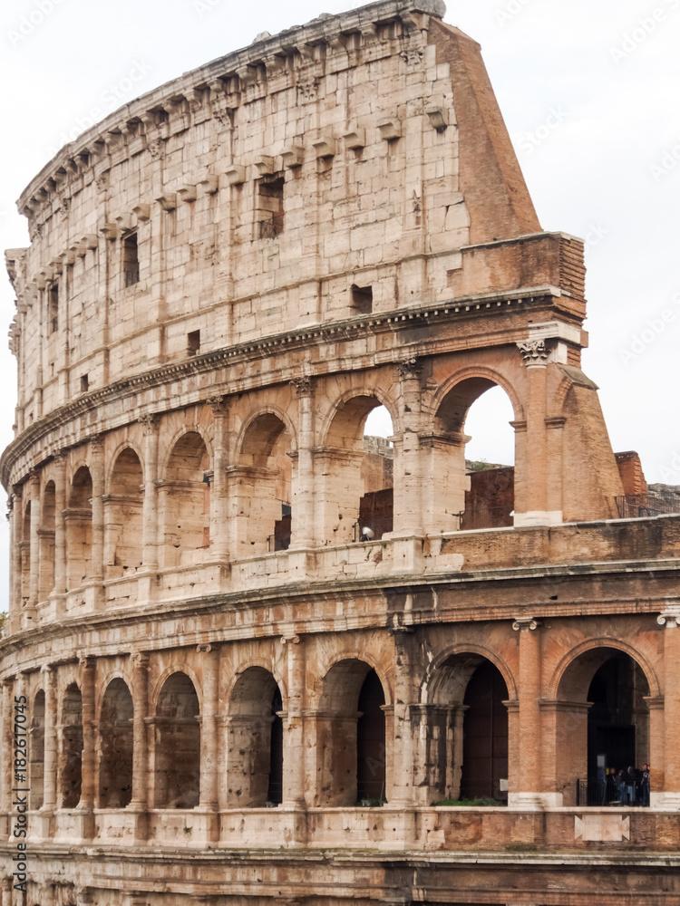 Colisee Rome Columns Many levels of the stone columns and arches that make up the Roman ...