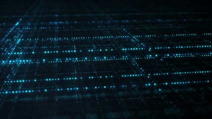Wall Mural - blue sci-fi grid. information technology futuristic concept. computer generated seamless loop animat