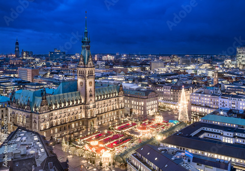 Fotografía Christmas city panorama of Hamburg