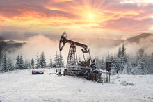 Oil Production In The Winter On Mount Synechka