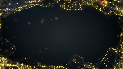 Wall Mural - festive border with bokeh and stars on waving surface. computer generated seamless loop animation 4k