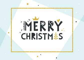 Wall Mural - Merry Christmas background. Contemporary pale blue geometric background.