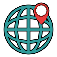 sphere planet with pointer vector illustration design