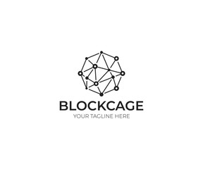 Blockchain Logo Template. Technology Vector Design. Cryptocurrency Hexagon Illustration