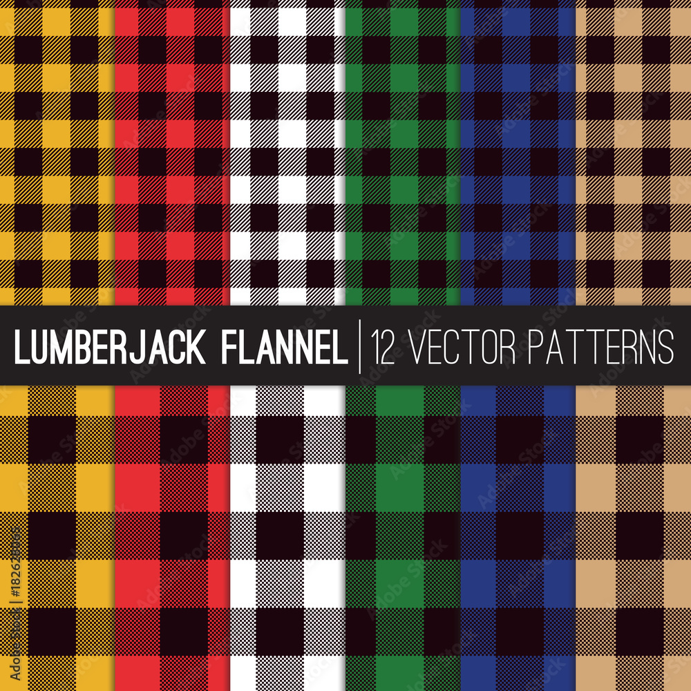 Lumberjack Buffalo Check Plaid Vector Patterns in 6 Classic Men's ...