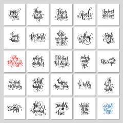 Wall Mural - set of 25 square hand lettering design to winter christmas holid
