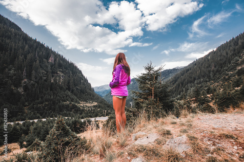 Outdoor Close Up Portrait Stylish Hipster Girl Behind Amazing Mountains Landscapes Girl In Sportswear Sexy Model Girl Hiking Buy This Stock Photo And Explore Similar Images At Adobe Stock Adobe Stock