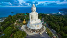 Blue Sky And Blue Ocean Are On The Back Of Phuket Big Buddha.