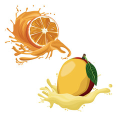 Canvas Print - Orange and mango icon vector illustration graphic design