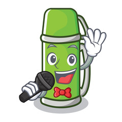 Sticker - Singing thermos character cartoon style