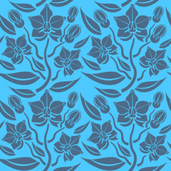 Wall Mural - Seamless blue floral  pattern,  vector. Endless texture can be used for wallpaper, pattern fills, web page  background,  surface textures and fabrics.