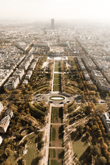 Aerial view on Paris city and Field of Mars